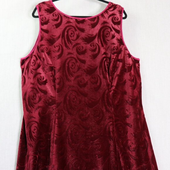 VTG Jalate Maxi Dress Women’s 22/24 Burgundy Velvet Burnout Whimsigoth - Picture 3 of 9